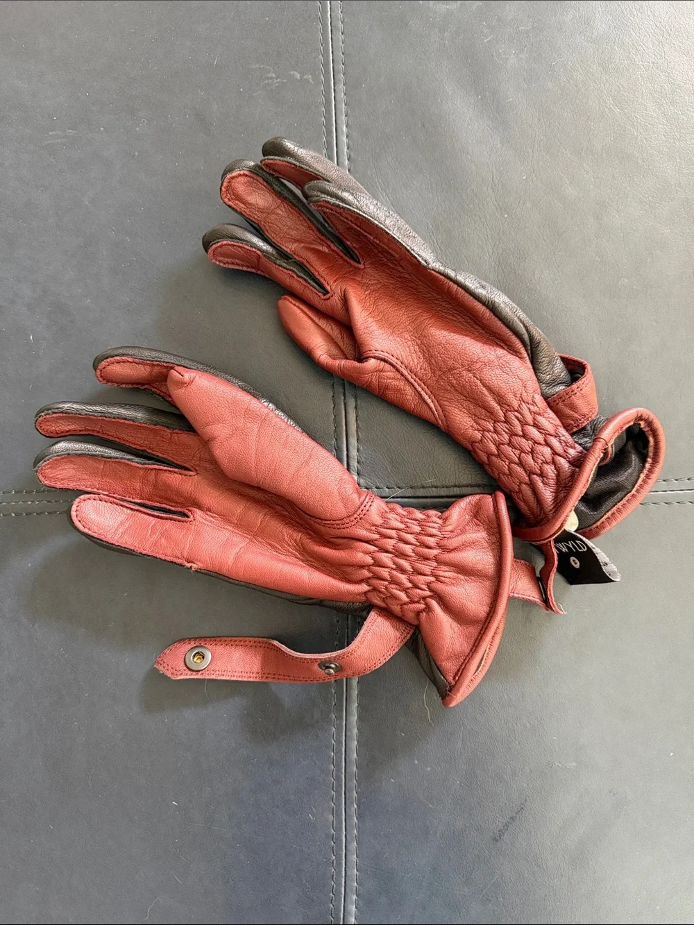 ATWYLD motorcycle Leather Gloves with burgundy Trim